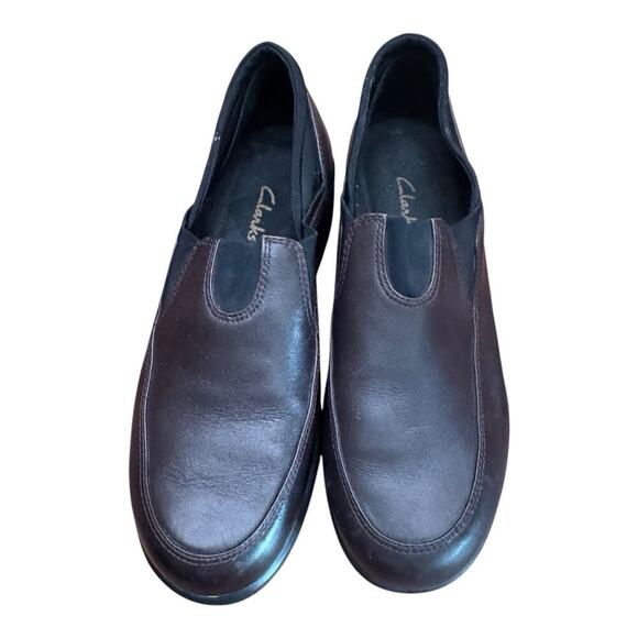 Clarks Shoes Size 9M Dark Brown Leather Loafer Slip-On Comfort - Picture 1 of 10